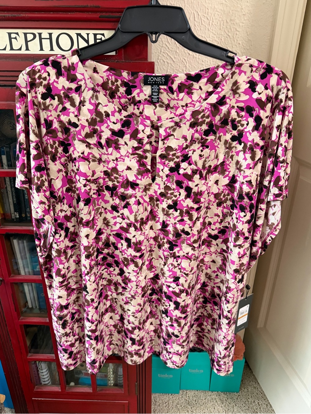 NWT Jones New York Floral Pink Short Sleeve Top Women’s 3X